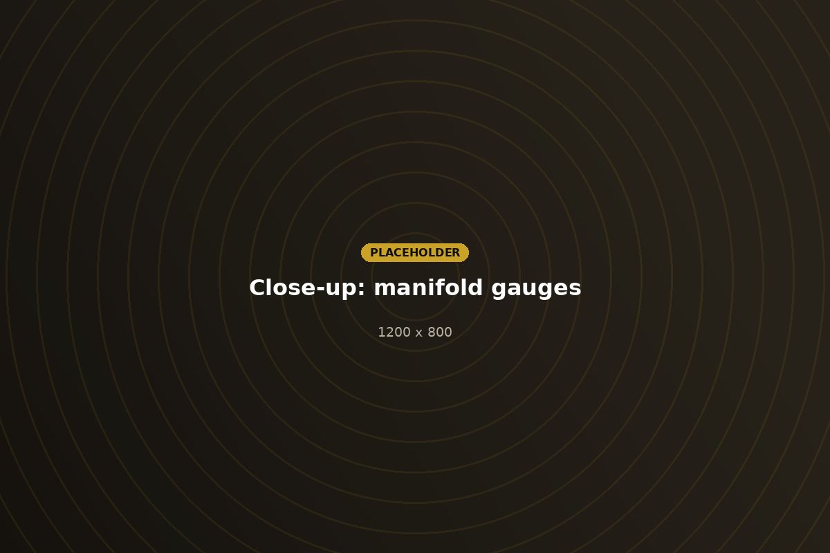 Manifold gauges connected to a split system